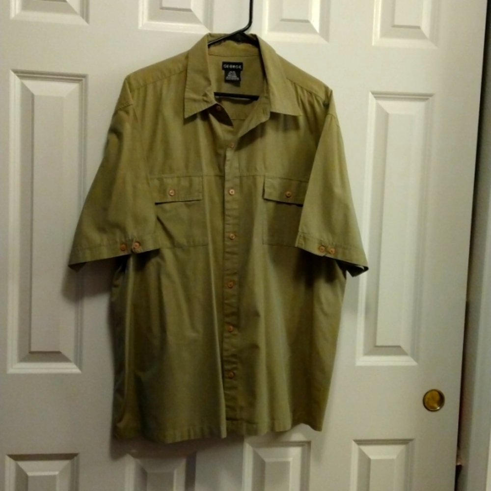 Men's XL Dress Shirt, 100% Cotton Army Green